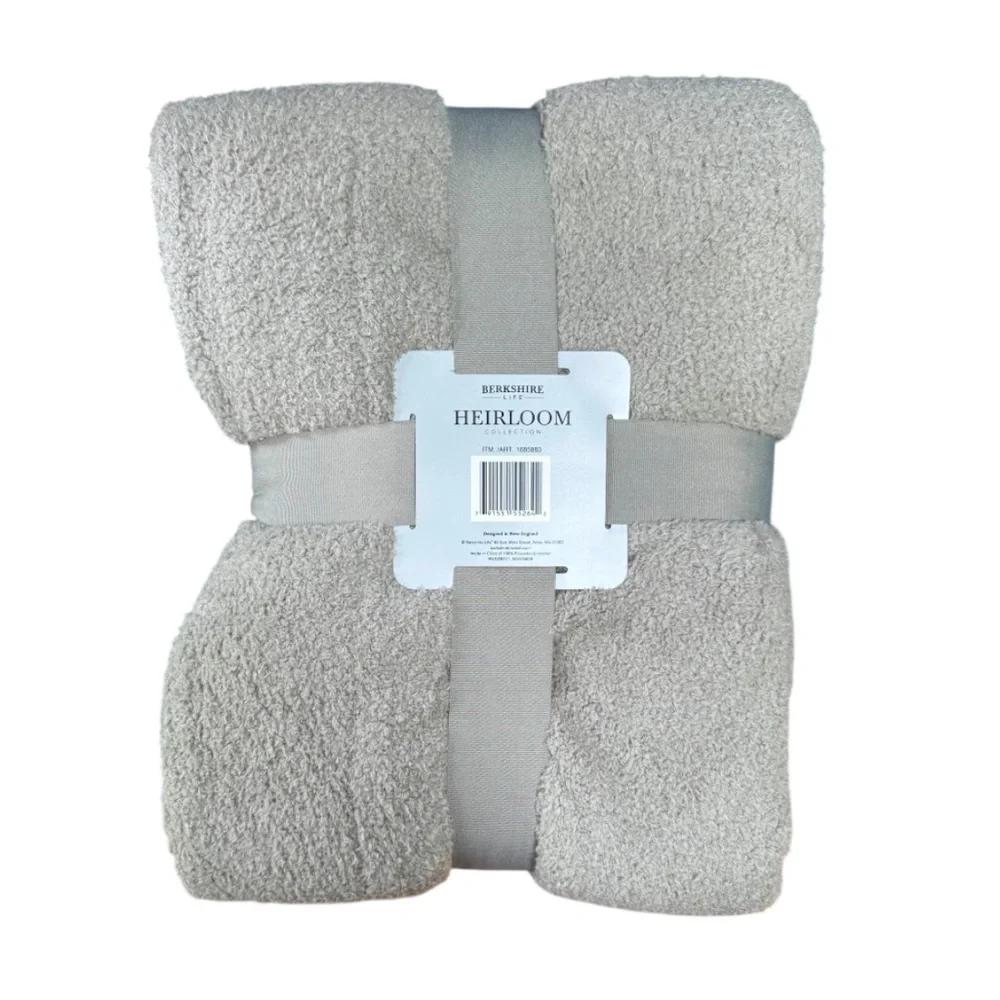 Berkshire Heirloom Collection Reversible Plush Oversized Throw in Grey 60”x70”